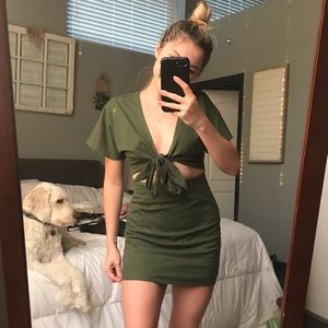 Green cut out dress